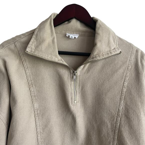 Le Lis Women‎ Top M Beige Collared 1/4 Zip Popover Corduroy Shacket Gorpcore - Picture 9 of 16